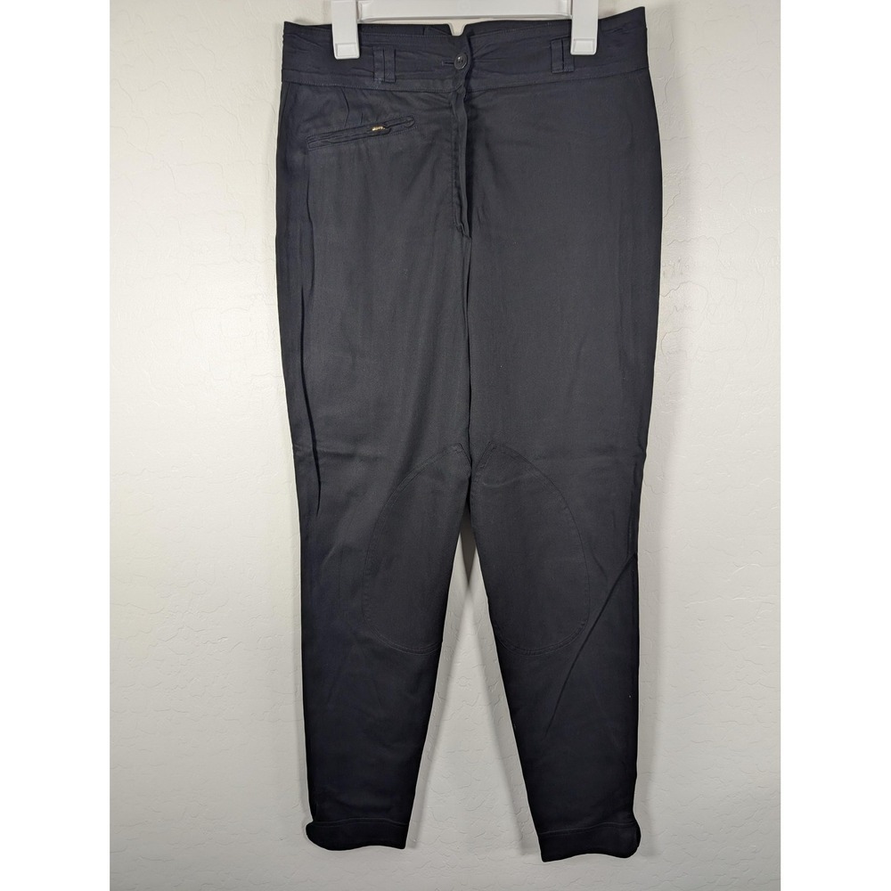 Vintage Escada Margaretha Ley Pants Womens 40 Black Twill Riding Jodhpurs Ankle